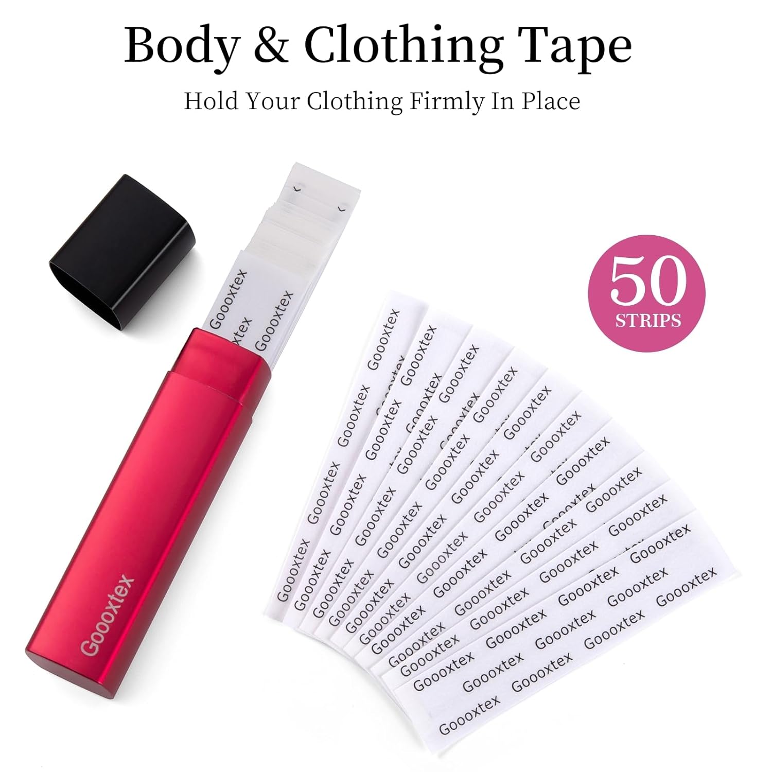 Double Sided Tape for Clothing and Body, Waterproof, 50 Strips Fabric Skin Tape, Strong Adhesive Tape, Transparent for All Skin Tones