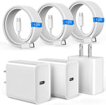 3 Pack 10ft USB-C phone/ipad/tablet Charging Cords and 3 Wall Chargers