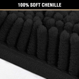 Bath Mats for Bathroom Non Slip Luxury Chenille Ultra Soft Bath Rugs 24x36 - Black