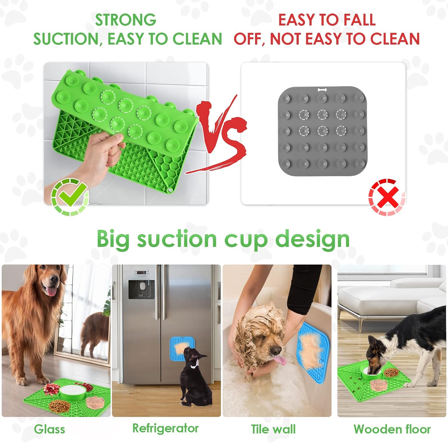 ODRIEW Lick Mats for Dogs Large, 2 Pack Cat and Dog Lick Mat, Silicone Lick Mat with Suction Cups and Retractable Water Bowl, with Spatula and Cleaning Brush, Can Relieve Dog Anxiety