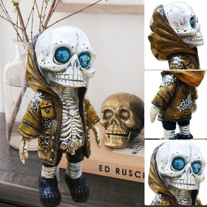 YXOTJHS Skull Decor,Halloween Skeleton Figurines,Horror Movie Garden Gnomes,Halloween Decor Skeleton Statue Indoor Decorations,Cool Skeleton Action Figure Gift for Kids Adult
