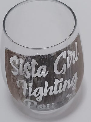 Expressive Designs by Shay" Sista Girl" Hand-Painted and Etched Wine Glass, 15 oz