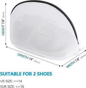 Shoes Wash Bag, Premium Padded Mesh Laundry Bag for Shoes, Trainers, High Protection Mesh Shoe Bag for Washing Machine, Storage and Travel, 2 Sets