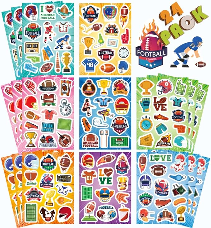 216PCS American Football Stickers, Rugby Theme Stickers Non-Repeating, Super Bowl Sunday, Rugby Team Fans, Football Bowl Sports Football Party Favors Decorations
