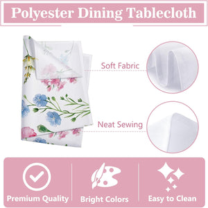 Spring Summer Floral Flowers Rectangle Tablecloth 60 x 84 Inch, Poppy Bellflower Bloom Decorative Table Cloth Wildflower Dining Table Cover, Butterfly Seasonal Dinner Party Picnic Decoration