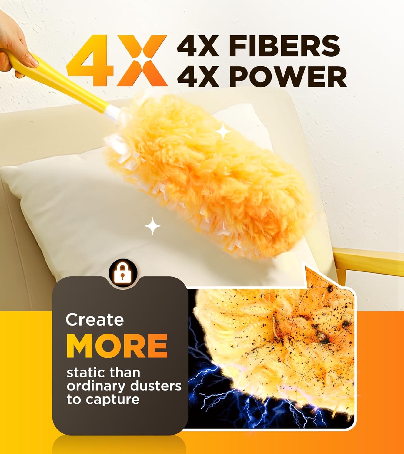 Heavy Duty Duster Refills for Swiffer Duster, 20 Count Duster Refills with 1 Handle, Multisurface 360° Dusters with 4X Microfibers, Unscented Disposable Dusters for Cleaning