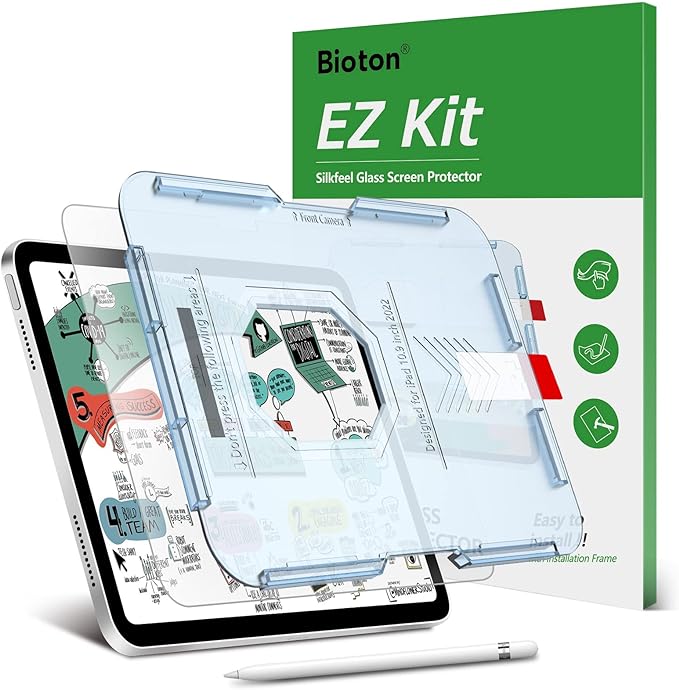 Bioton [Silkfeel Matte Glass Screen Protector Compatible with iPad 10th Generation 10.9 inch (2022), [Auto Alignment Kit] [Tempered Glass] [Touch like Silk] [Anti-Glare] [Anti-Fingerprint]