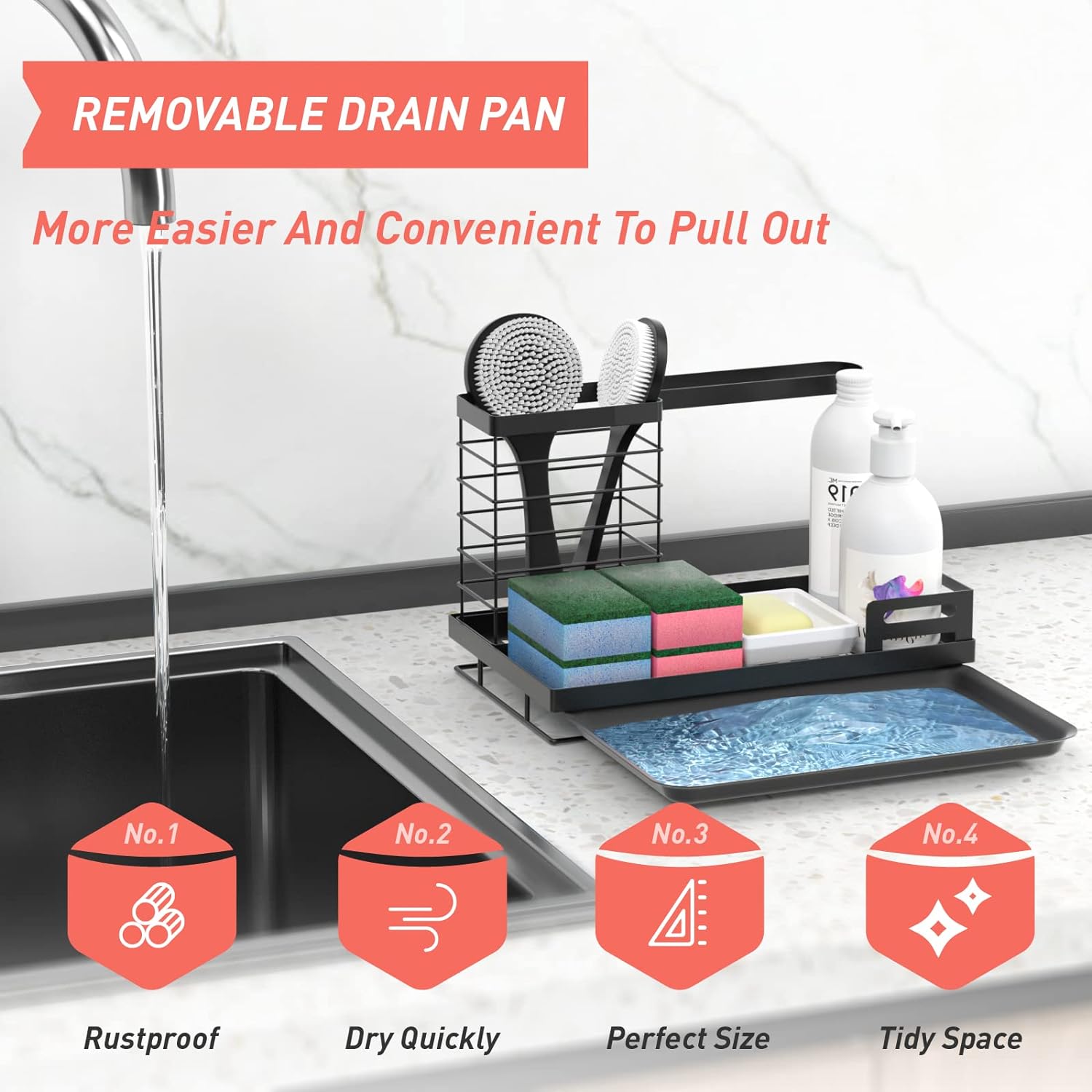 Kitchen Sink Caddy Kitchen Sink Organizer, Large Size Sponge Caddy