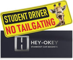 Student Driver Magnet for Car - Funny Animals Please Be Patient Reflective Magnetic Bumper Sticker - Removable Novice Rookie Safety Attention Sign - Weather-Resistant - 10 x 3.5 in (Giraffe)