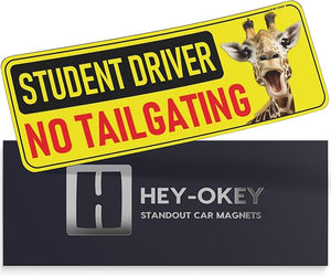 Student Driver Magnet for Car - Funny Animals Please Be Patient Reflective Magnetic Bumper Sticker - Removable Novice Rookie Safety Attention Sign - Weather-Resistant - 10 x 3.5 in (Giraffe)