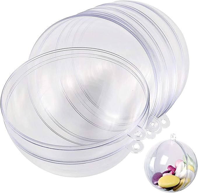 40 Set 3 Inch Clear Ornaments, Clear Plastic Fillable Christmas Ornaments Balls for Wedding Party Home Decor DIY Craft