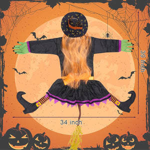 Halloween Crashing Witch Into Tree, Funny Flying Witches Hanging Halloween Decorations Outdoor Indoor Yard Porch