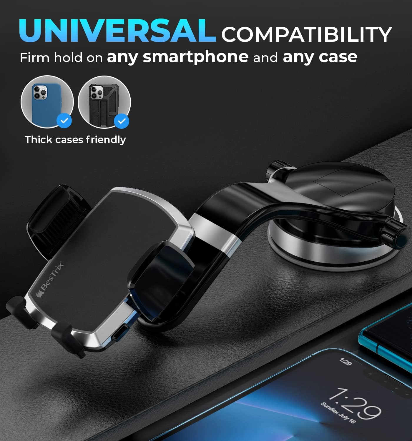 Bestrix Phone Holder for Car, Phone Mount for car Car Phone Mount, Cell Phone Car Phone Holder Compatible with All Smartphones (Cradle)