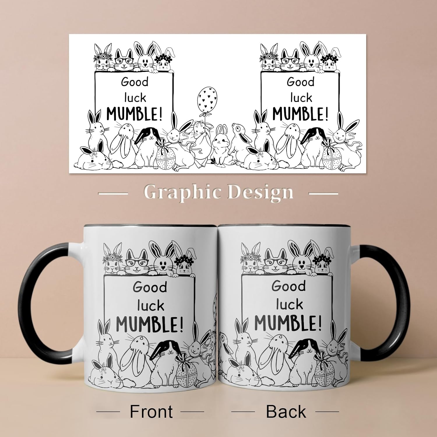 Easter Bunny Mug, Bunny Gifts for Women Men, Easter Coffee Mugs for Rabbit Lovers, Cute Rabbit Pattern Decoration, Ceramic Mugs 11oz, Microwave & Dishwasher Safe