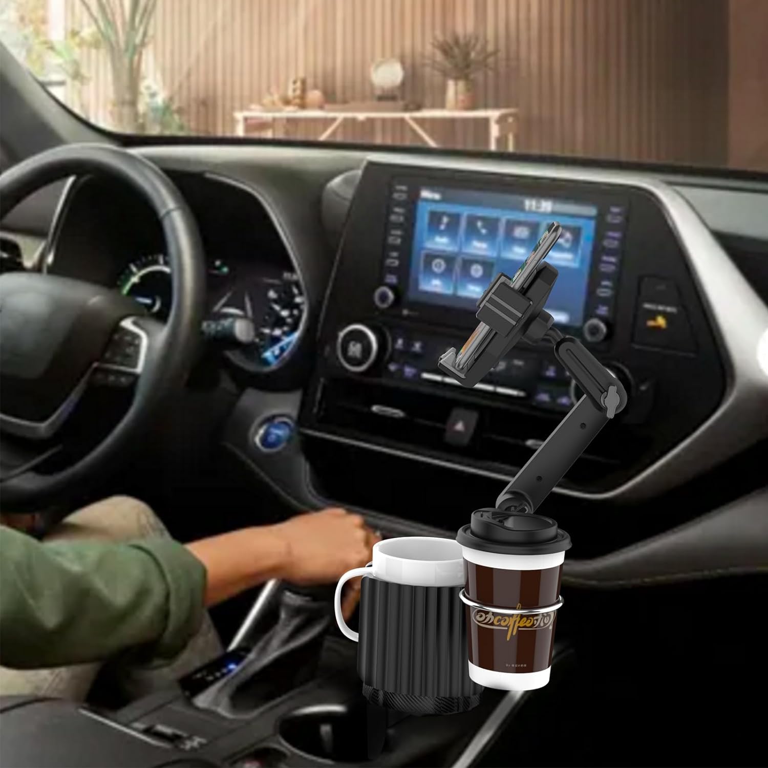 Cup Holder Phone Mount for Car - Universal Auto Cell Phone Stand with Cup Holder Expander
