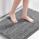 Bath Mats for Bathroom Non Slip Luxury Chenille Ultra Soft Bath Rugs 24x36 - Gray