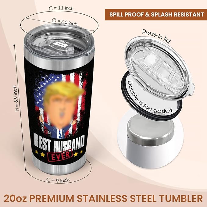 President Husband Tumbler-Gifts for Husband-20oz Stainless Steel Tumbler-Funny Travel Mugs for Men