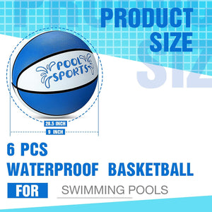 Libima 6 Pack Water Pool Basketballs Swimming Pool Basketball Pool Basketball Hoops Pool and Lake Waterproof 6 Pack Basketball for Pool Party Favors for Pool Games