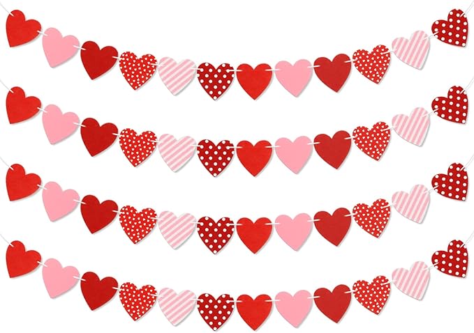 Felt Heart Garland Decorations (Set of 4)
