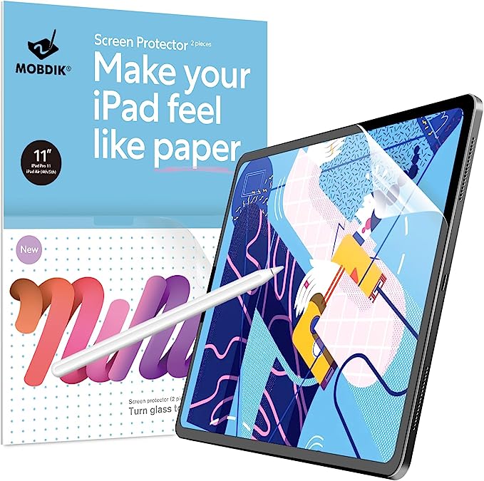 Paperfeel Screen Protector Compatible with iPad Pro 11  / iPad Air 5th Generation / iPad Air 4th Generation (10.9 Inch), Write and Draw Like on Paper, Anti Glare with Easy Installation Kit