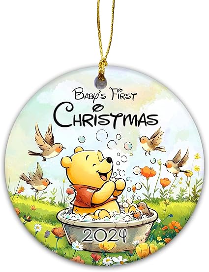 Baby's 1st Christmas Bear Ornament, Keepsake for New Parents and Newborn-2024