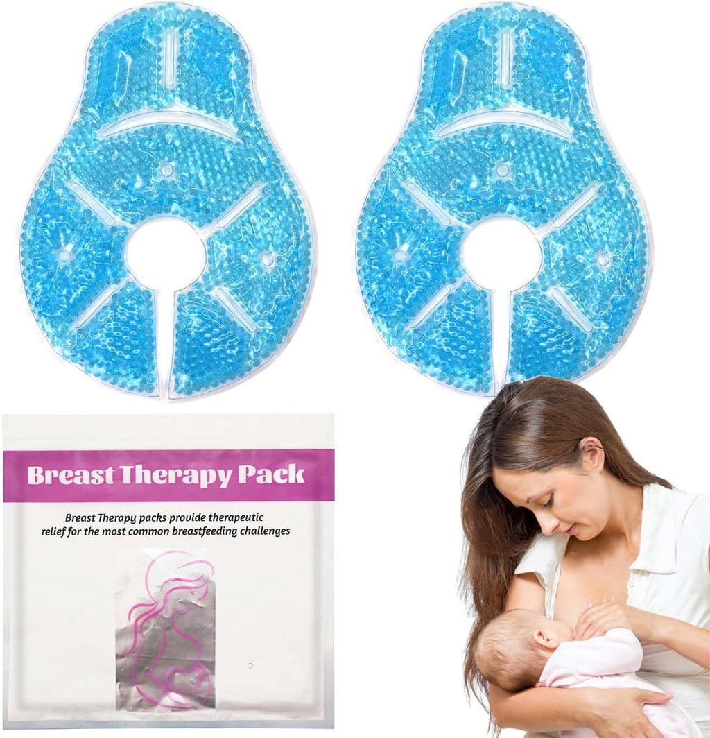 Breast Therapy Ice Packs, Hot and Cold Breast Pads, Breastfeeding Essentials Large Gel Bead Packs for Moms, 2 Pack (Teal, L)