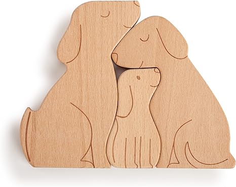 DEMDACO One of The Pack Dog 7.5 x 5.5 Childrens Wooden Figurine Just Us Puzzle 3 Piece Set