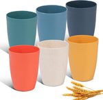 12 Ounce Set Of 6 Unbreakable wheat straw fiber cups Drinking Reusable Stackable Cup BPA Free Water colorful Tumblers For Kitchen Dishwasher And Microwave Safe 6 Colorful Cups.