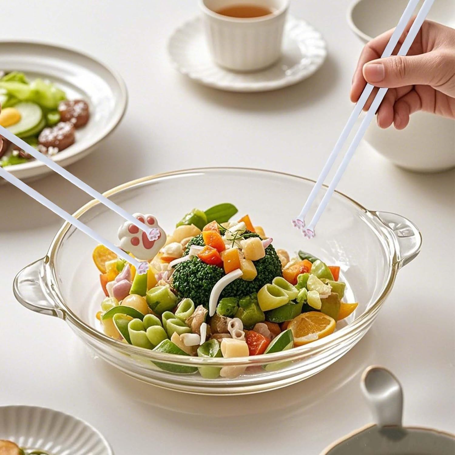 2 Pairs Cat Paw Chopsticks – Pink Paw Design, Non-Slip & Reusable, for Cat Lovers, Kids, and Beginners