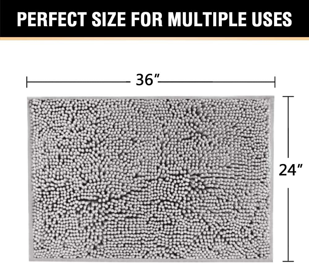 Bath Mats for Bathroom Non Slip Luxury Chenille Ultra Soft Bath Rugs 20x32 - Gray