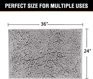 Bath Mats for Bathroom Non Slip Luxury Chenille Ultra Soft Bath Rugs 20x32 - Gray