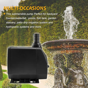 660GPH Submersible Pump, Ultra Quiet Water Pump (30W) for Aquarium, Water Feature, Pond, Fountain, Hydroponic