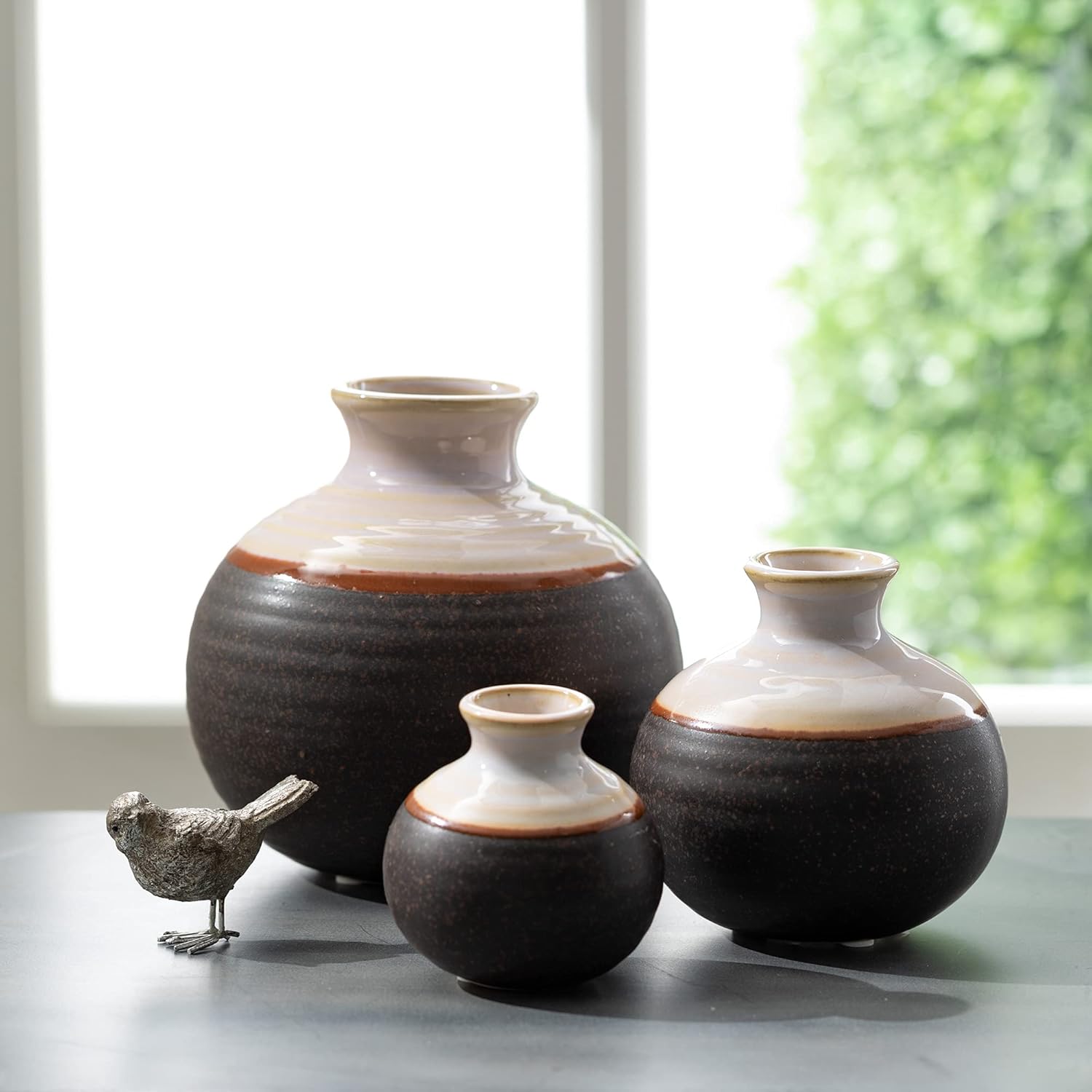 LOW BALL VASE Set/3 6"Lx6"Wx6"H, 4.5"L x 4.5"W x 4.5"H, 3.5"L x 3.5"W x 3.5"H