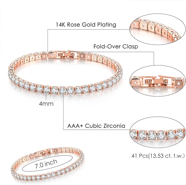 Rose Gold Tennis bracelet 4mm