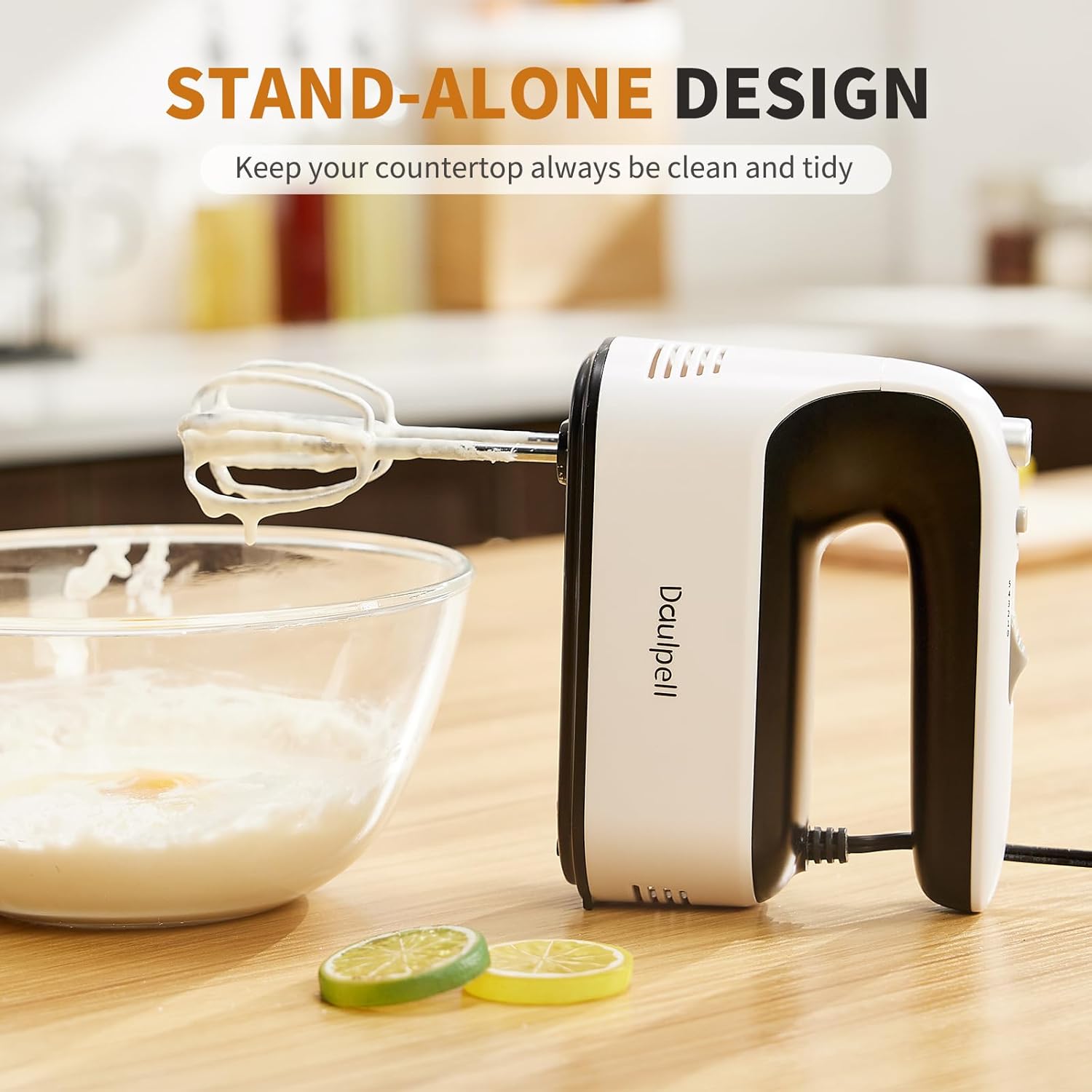 Hand Mixer Electric Handheld, 5 Speed+ 400W High Power Mixers Kitchen Electric Stand Mixer for Baking Cake Egg Cream with Turbo Boost, Snap-On Storage Case and 4 Stainless Steel Accessories
