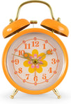 Mini Floral 6" Vintage Style Orange Analog Alarm Clock