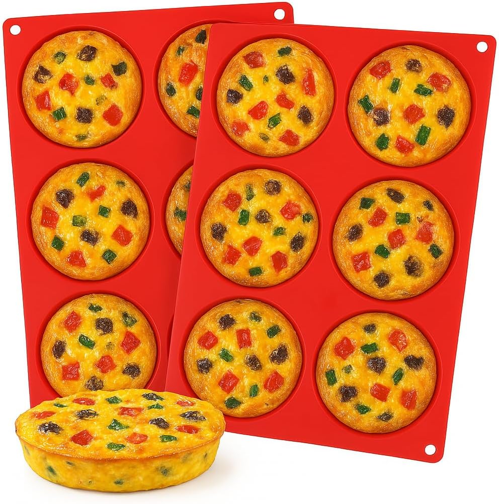 Muffin Top Pan 4 Inch Round Muffin Pan Silicone Egg Molds for Breakfast Sandwiches (2 Pack, 4 inch)