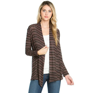 Stripe Long Sleeve Sheer Cardigan