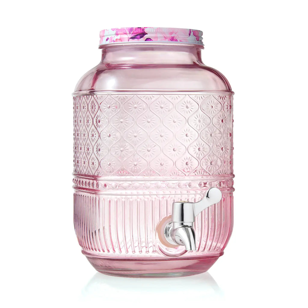 Glass Drink Dispenser 1 Gallon with Spigot -Blush