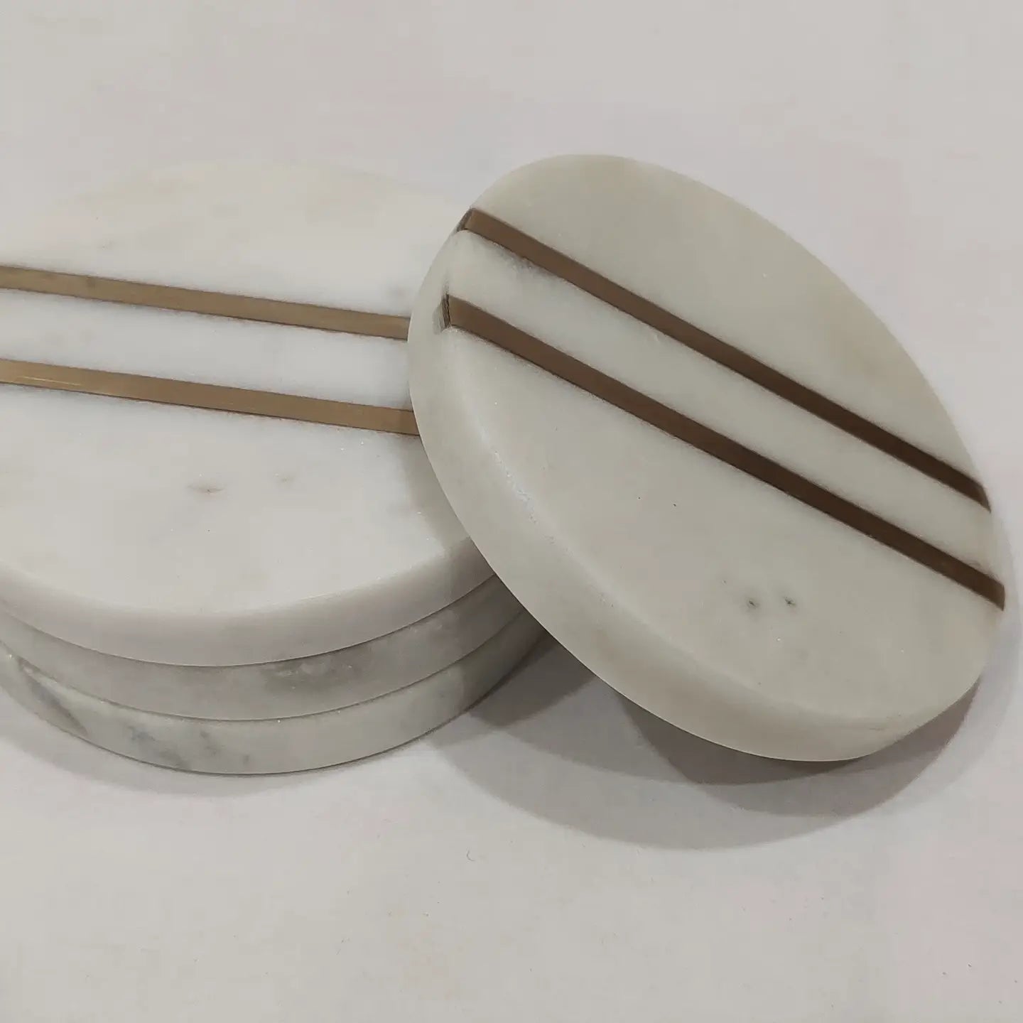 Set of 4 White Marble Coasters