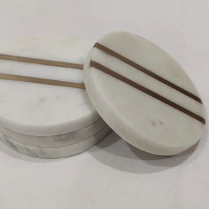 Set of 4 White Marble Coasters