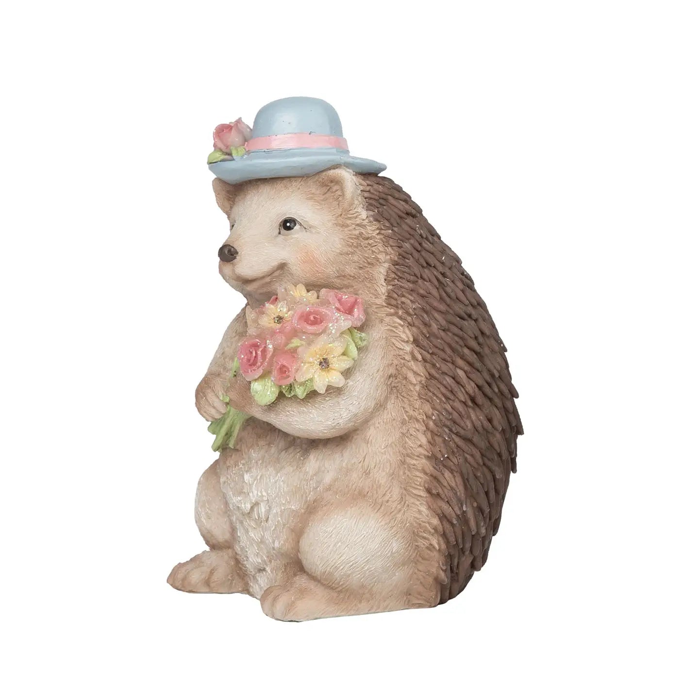 Resin 4.25" Brown Spring Light Up Hedgehog Figurine