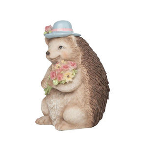 Resin 4.25" Brown Spring Light Up Hedgehog Figurine