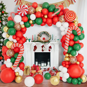 Christmas Balloon Arch Garland Kit 160pcs Red Green Gold Balloons Party Decoration (Green, Red, Gold)