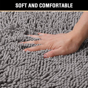 Bath Mats for Bathroom Non Slip Luxury Chenille Ultra Soft Bath Rugs 20x32 - Gray