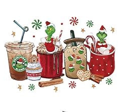 3 Pcs Christmas Iron on Decals Transfer Design Sticker Vinyl Patches, Cartoon Christmas Grinch HTV Iron on Transfer Paper for Clothing Hat Pillow Backpack DIY Craft Supplies