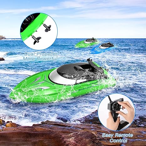 2PACK RC Boat,Remote Control Boats for Kids and Adults,10km/H 2.4G High Speed Remote Control Boat, Fast RC Boats for Pools and Lakes with 4 Rechargeable Battery