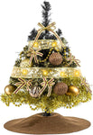 Small 2 FT Christmas Tree Decorations - Mini Christmas Table Top Tree Artificial, Xmas Desk 24 Inch Tree with Ribbon Lights, Ornament for Home Decor Indoor Office Holiday Tabletop Party (Gold)