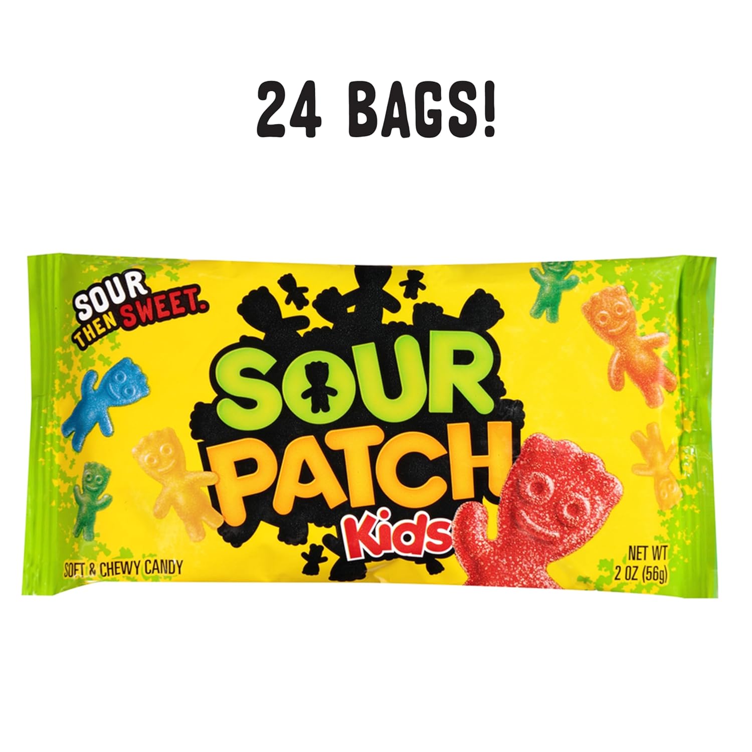 SOUR PATCH KIDS Soft & Chewy Candy, Bulk Christmas Candy Stocking Stuffers, 24 - 2 oz Bags  (Best By: 10-25-25)