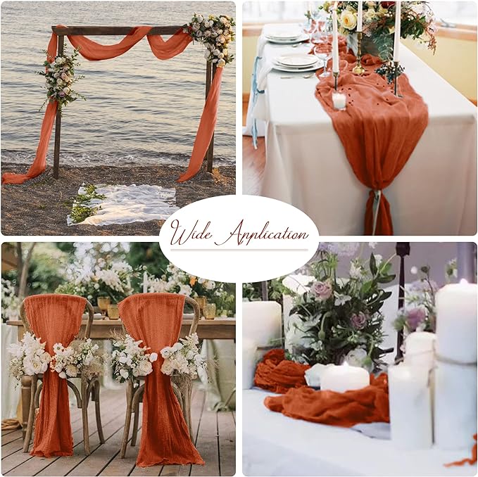 Terracotta Cheesecloth Table Runner 10ft